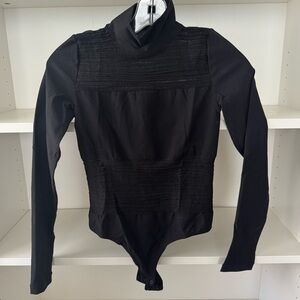 WOLFORD Synergy Mix Black Turtleneck Long Sleeve Bodysuit